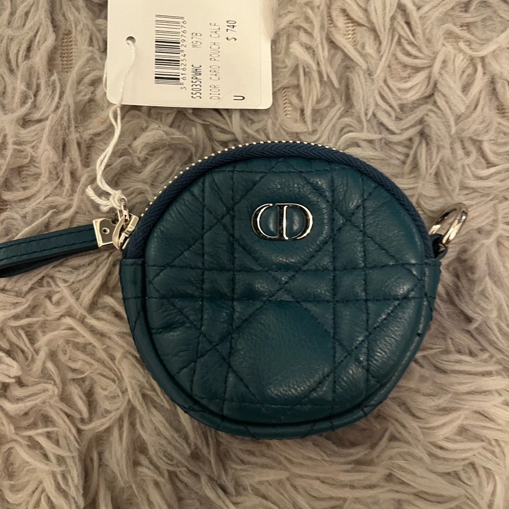 Dior Teal Quilted Leather Pouch